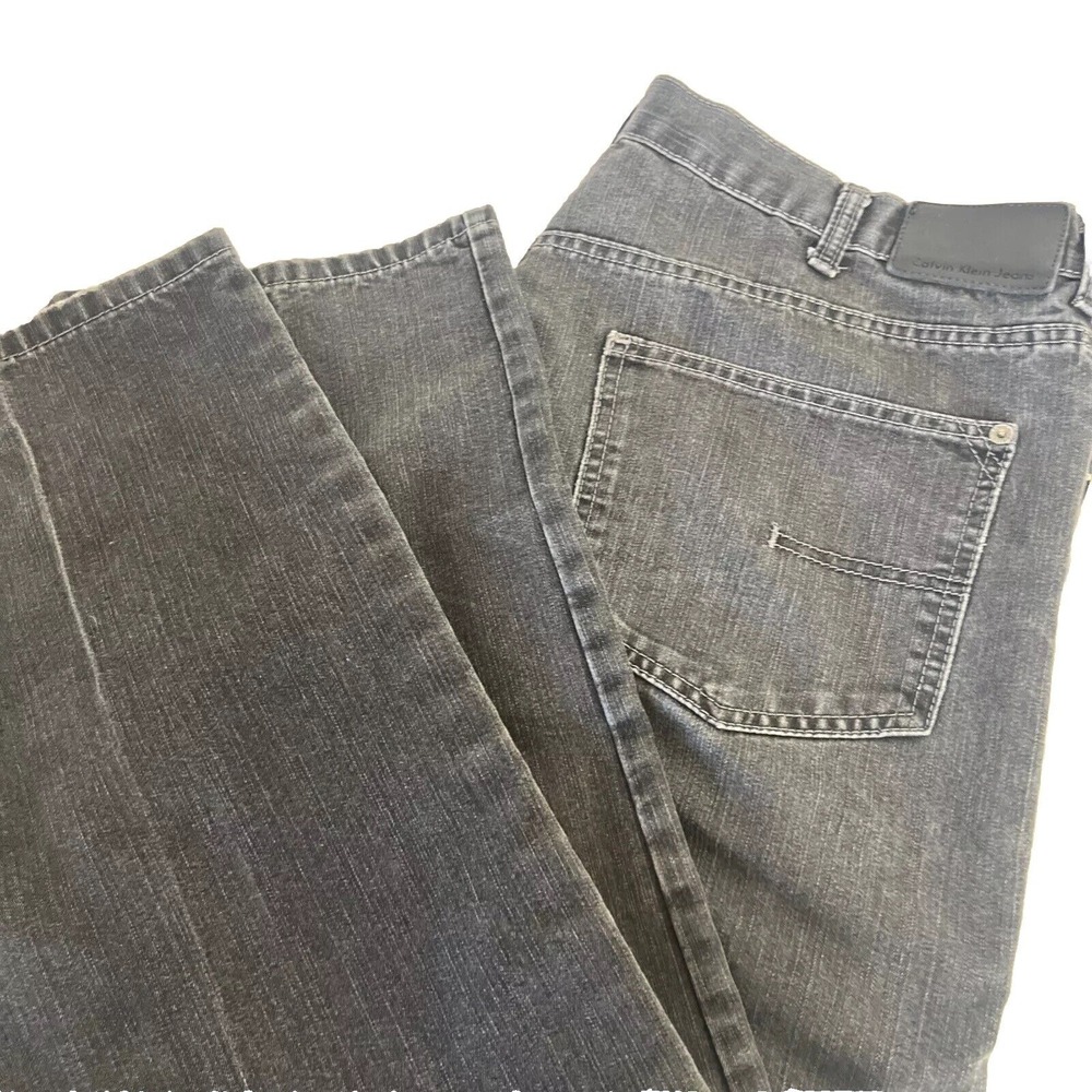 Men's Calvin Klein slim straight stretch black jeans 38 Acid Wash